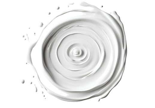 Milk paint cream yogurt or cosmetic product white spiral swirl isolated on transparent background