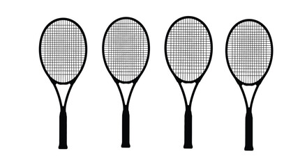 Four tennis rackets representing sport equipment