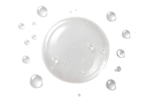 Realistic cosmetic gel drops serum or cleanser transparent bubbles render isolated checkered background