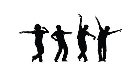 Silhouette of dancing people expressing happiness