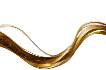 Golden wave of light particles, ethereal flow on a black backdrop