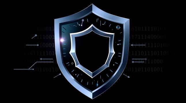 metallic silver shield emblem over a dark tech background illustrating strong digital defense and secure infrastructure