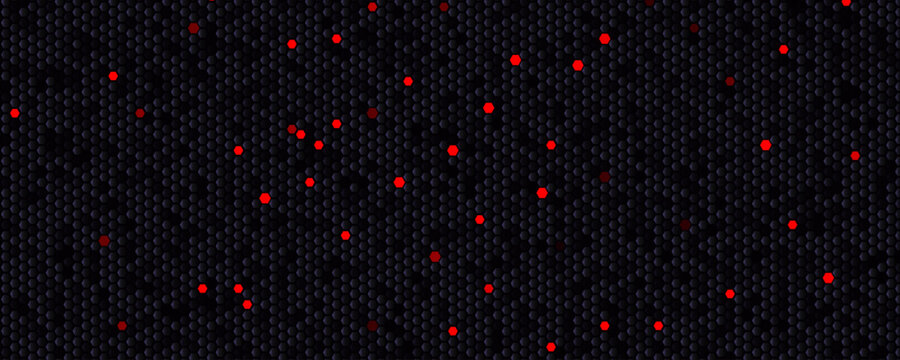 Incident response heatmap background, black hex mesh with red breach pings. Security backgrounds for playbooks, SIEM dashboards, war-room slides. Incident response visuals for SOCs. Vector backdrop