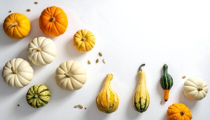 Autumn Harvest - A Colorful Assortment of Gourds and Pumpkins.