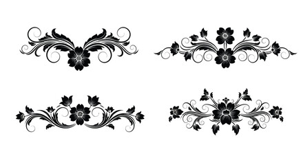 Four floral ornaments for decorative designs