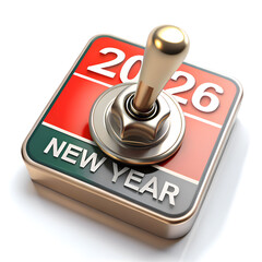 2026 new year toggle switch on white background