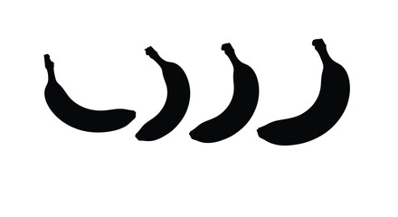 Four banana silhouettes in a row format