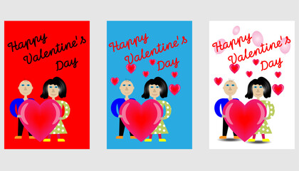 Valentine's Day posters set. Vector collection of romantic banners, flyers, or greeting cards. Holiday templates with hearts, love typography, and cute illustrations.