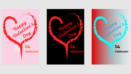 Valentine's Day posters set. Vector collection of romantic banners, flyers, or greeting cards. Holiday templates with hearts, love typography, and cute illustrations.