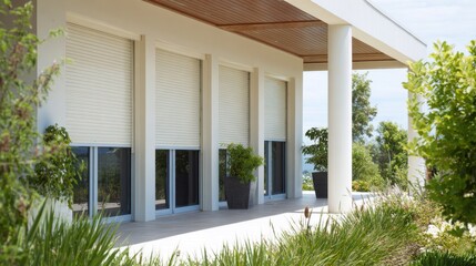 Stunning photo of outside roller blinds for contemporary windows. Outside shutters on the home's windows.