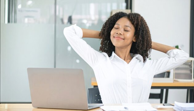 Relaxed businesswoman at work