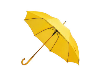 Yellow umbrella isolated on transparent background for rain and sun protection