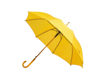 Yellow umbrella isolated on transparent background for rain and sun protection
