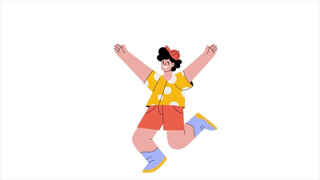 Boy Jumping with Joy on New Year Celebr Animation MP4 File