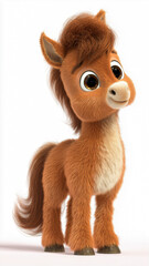 Obraz premium Charming brown furry pony character looking sideways