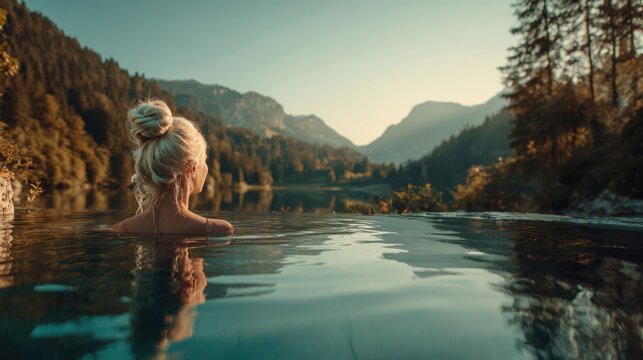 Relaxing in a mountain hot spring