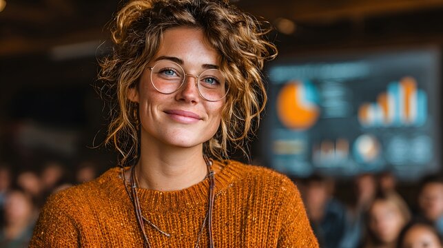 Woman mentor presenting data insights to multicultural young professionals in coworking space - Powered by Adobe