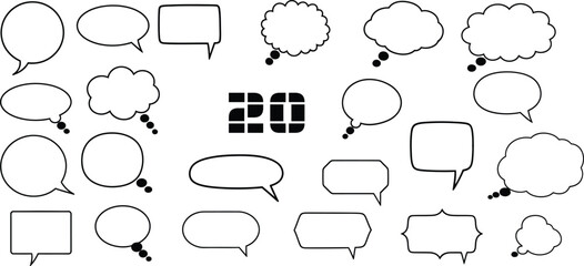 Fototapeta premium Collection of 20 hand drawn speech bubbles and thought clouds