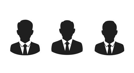 Three businessman silhouettes in a row