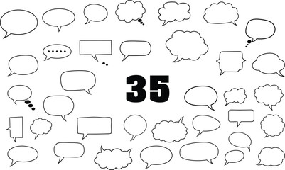 Fototapeta premium Collection of 35 hand drawn speech bubbles and thought bubbles