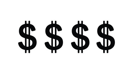 Four dollar signs represent wealth and money