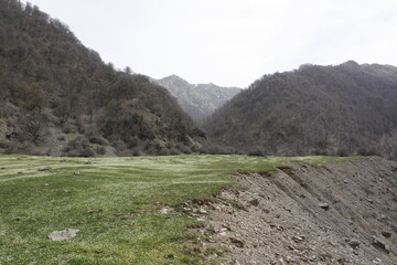 A sunny spring day in a mountain village