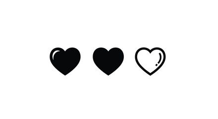 Three heart icons, , love and health concept