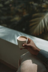 peaceful morning breath exercise on balcony embracing tranquility of dawn