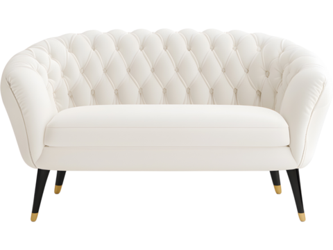 Luxury velvet sofa isolated on transparent background. Ideal for home, decor, and furniture design.