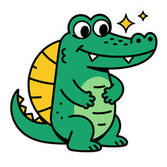 Fototapeta premium Happy Cartoon Crocodile with Sparkling Stars
