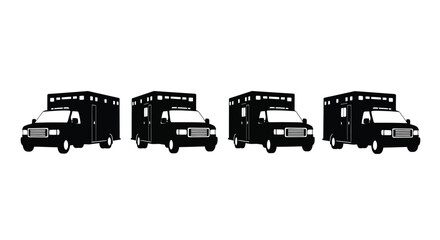 Four ambulance car silhouettes for medical concept