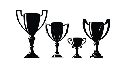 Four trophies of different sizes are displayed