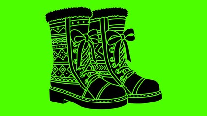winter illustration fashion silhouette video logo green icon screen outline footwear boot shoes style boots snow design shoe clothing shape beautiful vector graphic background