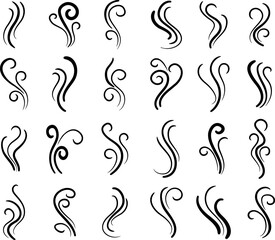 Aromas vaporize curly icon set