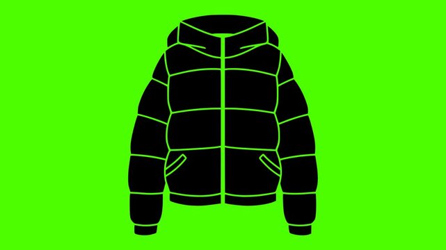 winter illustration jacket silhouette video logo green icon screen outline fashion clothing clothes style wear coat design garment warm shape red vector graphic background