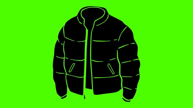winter illustration jacket silhouette video logo green icon screen outline fashion clothing clothes style wear coat design garment warm shape red vector graphic background