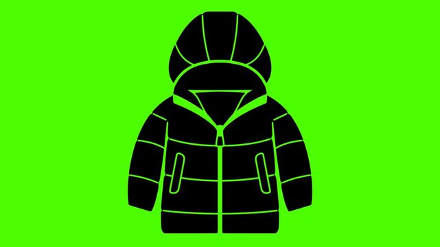 winter illustration jacket silhouette video logo green icon screen outline fashion clothing clothes style wear coat design garment warm shape red vector graphic background