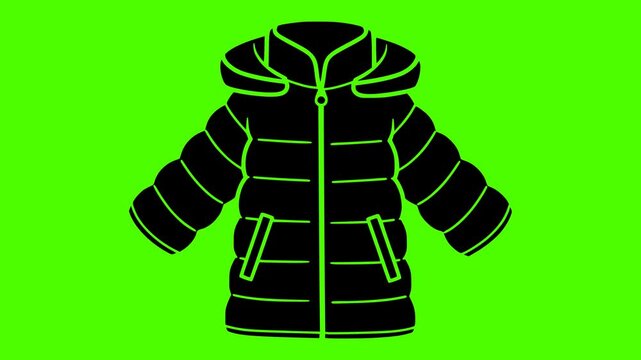 winter illustration jacket silhouette video logo green icon screen outline fashion clothing clothes style wear coat design garment warm shape red vector graphic background