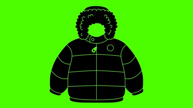 winter illustration jacket silhouette video logo green icon screen outline fashion clothing clothes style wear coat design garment warm shape red vector graphic background