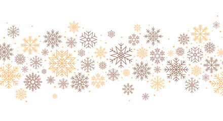 Christmas horizontal border with snowflakes. Vector illustration