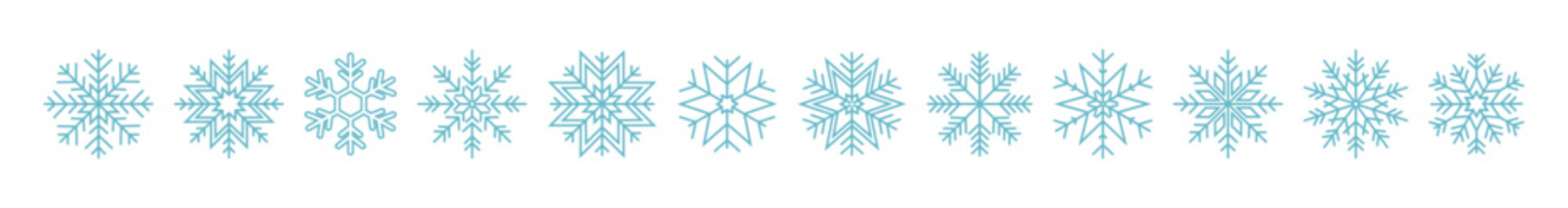 Set of snowflake with different ornaments. Vector illustration