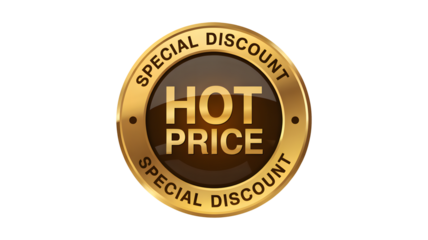 A golden circle badge shows hot price special discount offer.