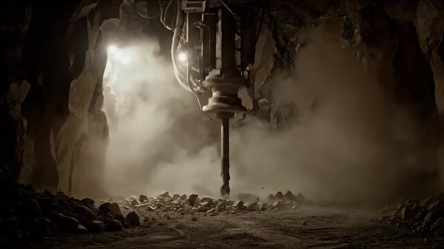 Mining Operation: Underground Drilling Machine
