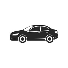 Black sedan car silhouette isolated on white background

