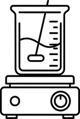 Magnetic stirrer hotplate laboratory equipment vector line drawing eps silhouette