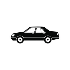 Obraz premium Black sedan car silhouette isolated on white background