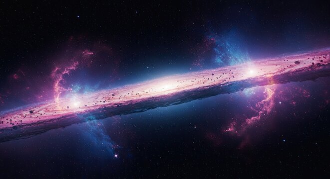 Cosmic spiral galaxy in deep space with vibrant colors and stellar formations