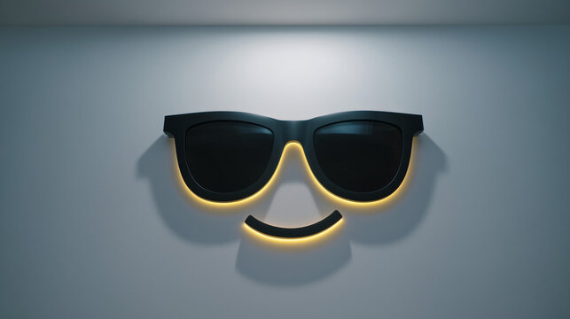Stylish sunglasses wall decor with yellow led lights modern interior design and home accents art piece - Powered by Adobe