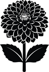 Vector dahlia flower illustration black and white floral design element eps silhouette