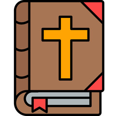 Fototapeta premium Bible Icon – Colorful Outline Religious Book and Christianity Vector Illustration
